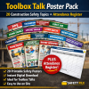 Toolbox Talk Poster Pack with 20 construction safety topics and attendance register digital download by Safety File