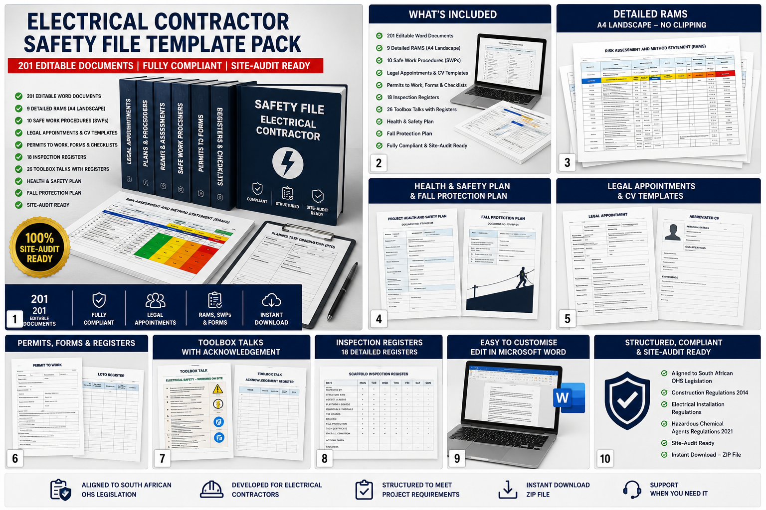 Electrical Contractor Safety File South Africa - 201 Editable Documents